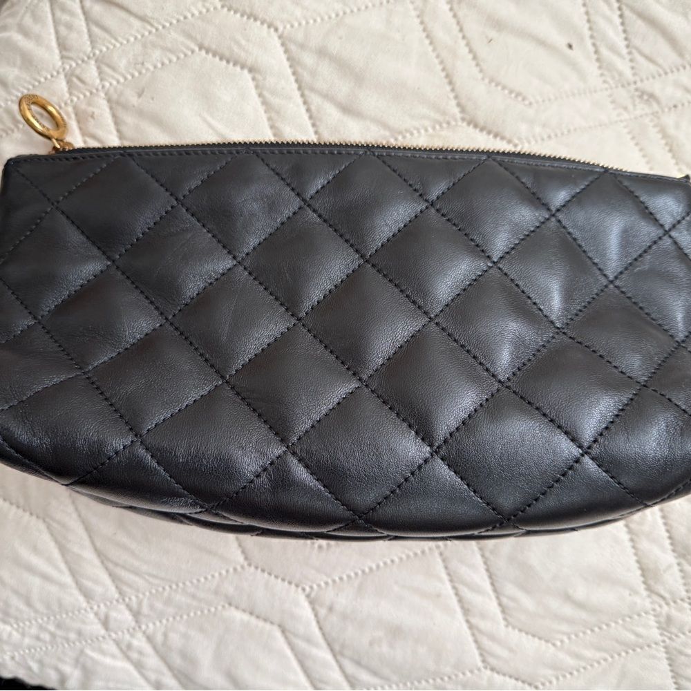 YSL, Saint Laurent iCare Tote Bag and Pouch, Black Quilted Leather - Picture 14 of 14